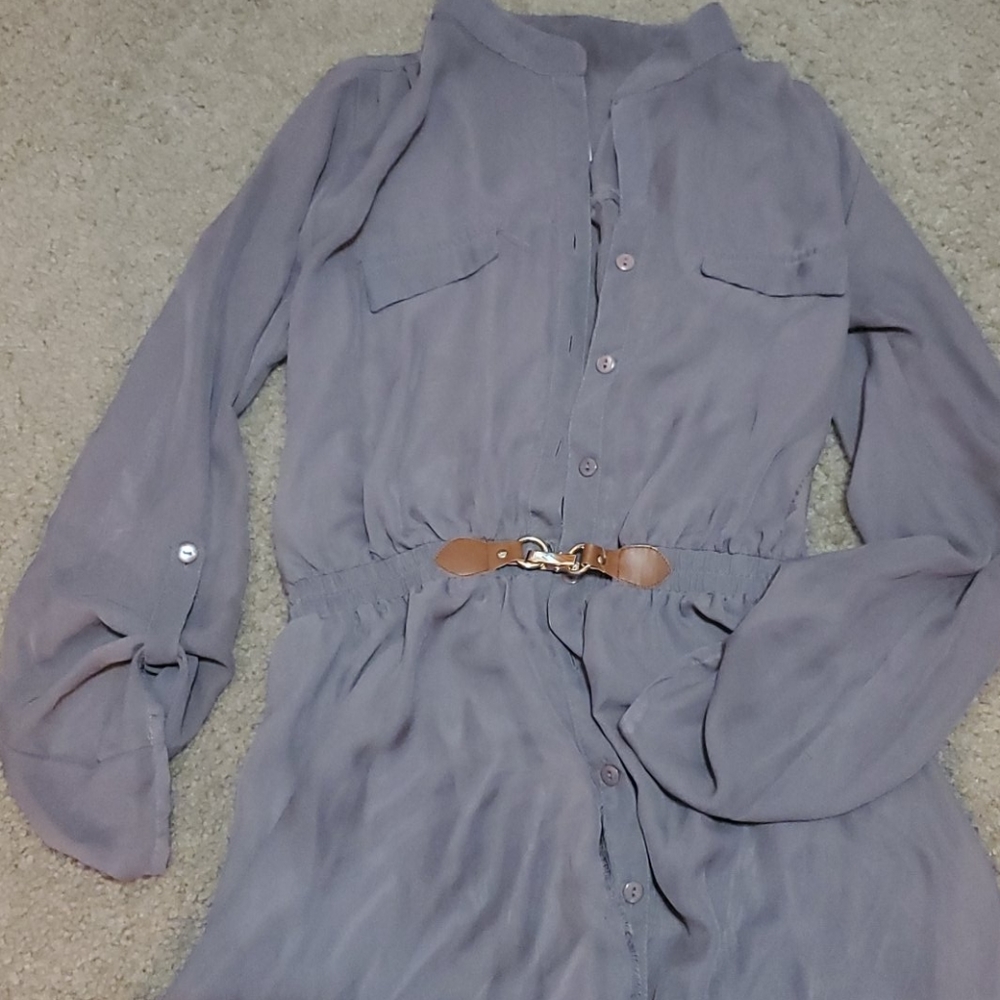 BUTTON UP BUCKLE DRESS - Picture 2 of 3